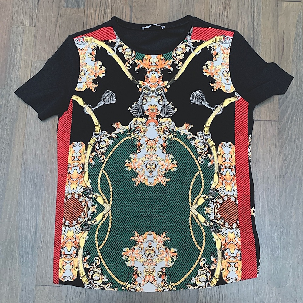 Zara small multi color top and glitter style with black back